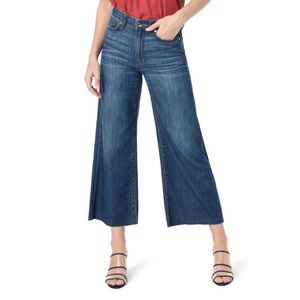Joe's High Waist Raw Hem Crop Wide Leg Jeans In Leah